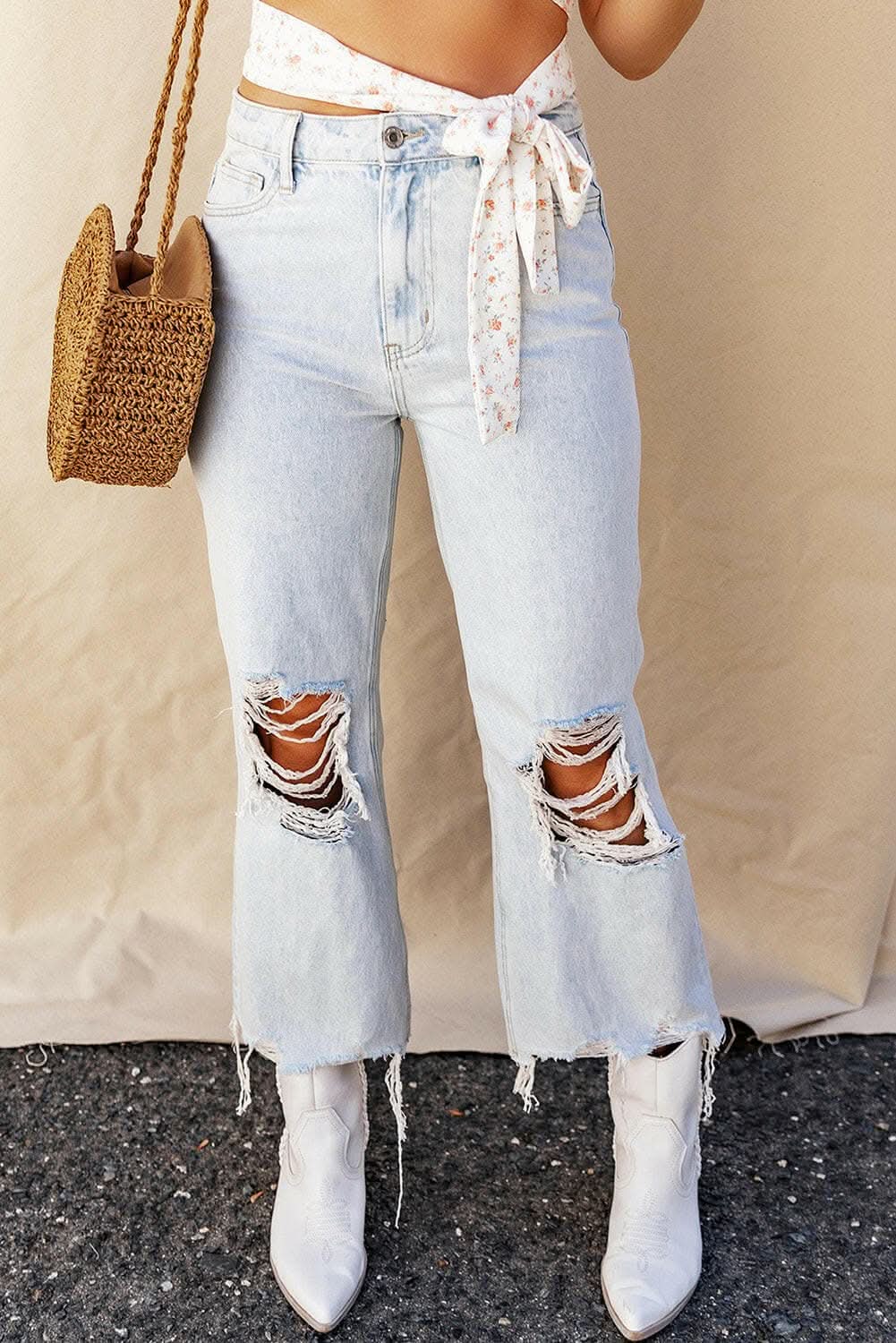 Edgy distressed denim jeans - Love Salve